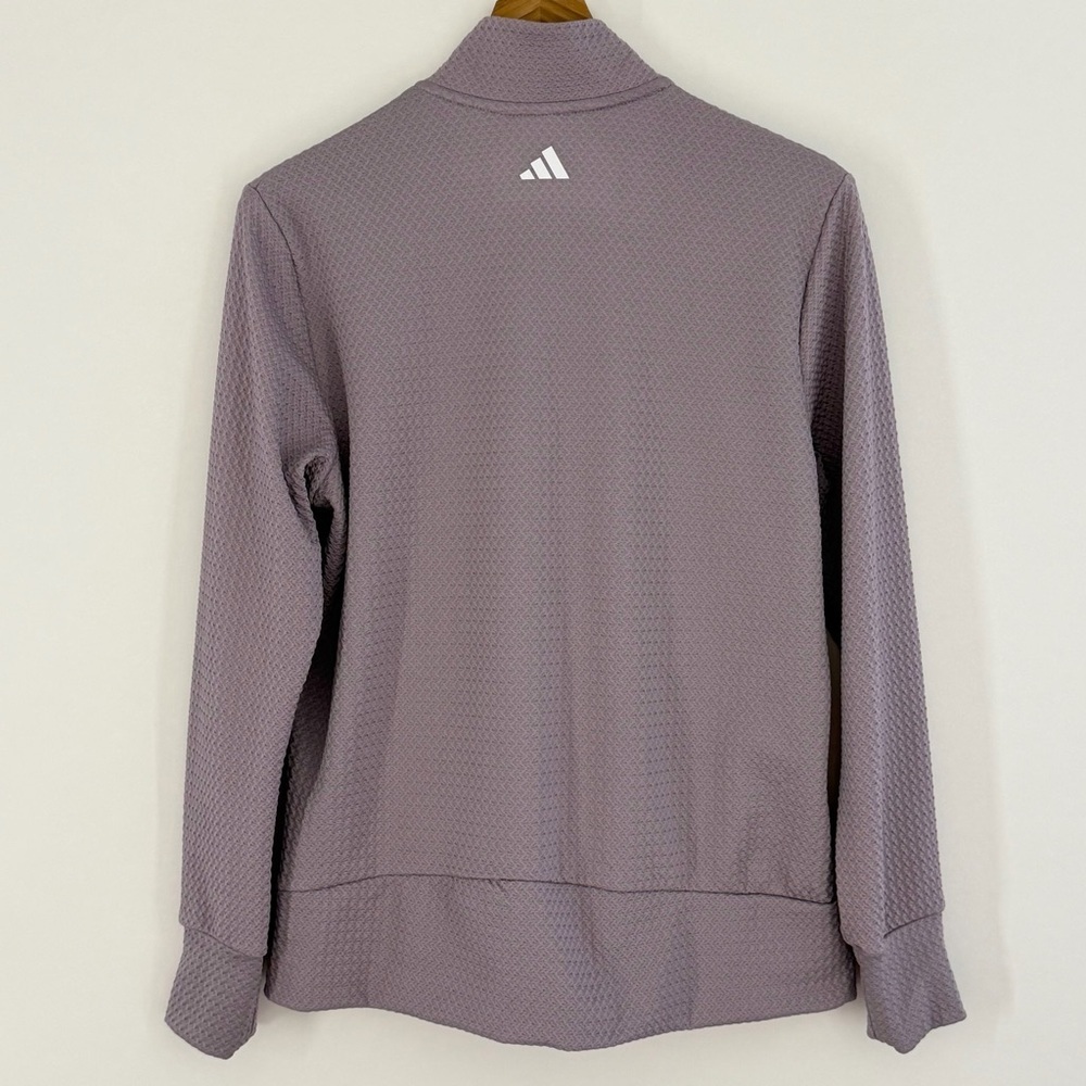 Adidas Women's Ultimate365 Textured Golf Jacket Preloved Fig Color Size Large - Picture 3 of 9